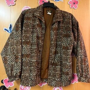 Vintage Kloz Animal Print Bomber Jacket